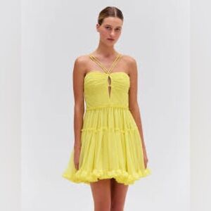 Patbo pleated chiffon mini dress / size 4 / brand new never worn
